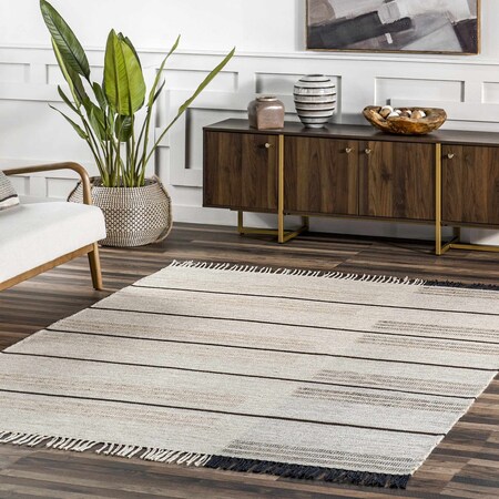Nuloom Nicky Contemporary Striped Wool Tassel Area Rug 4ft x 6ft AECR05A-406